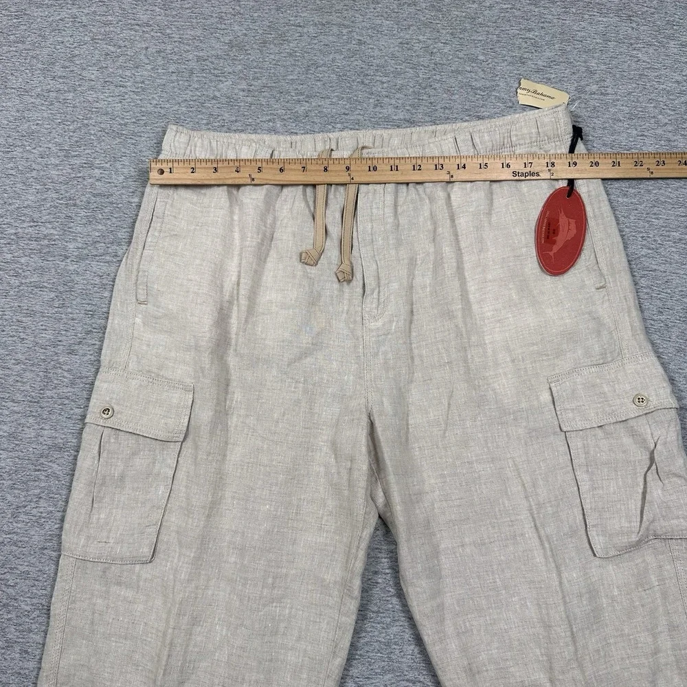 Tommy Bahama Pants Men's XL Beige Cargo Linen On The Edge Relax Travel NEW